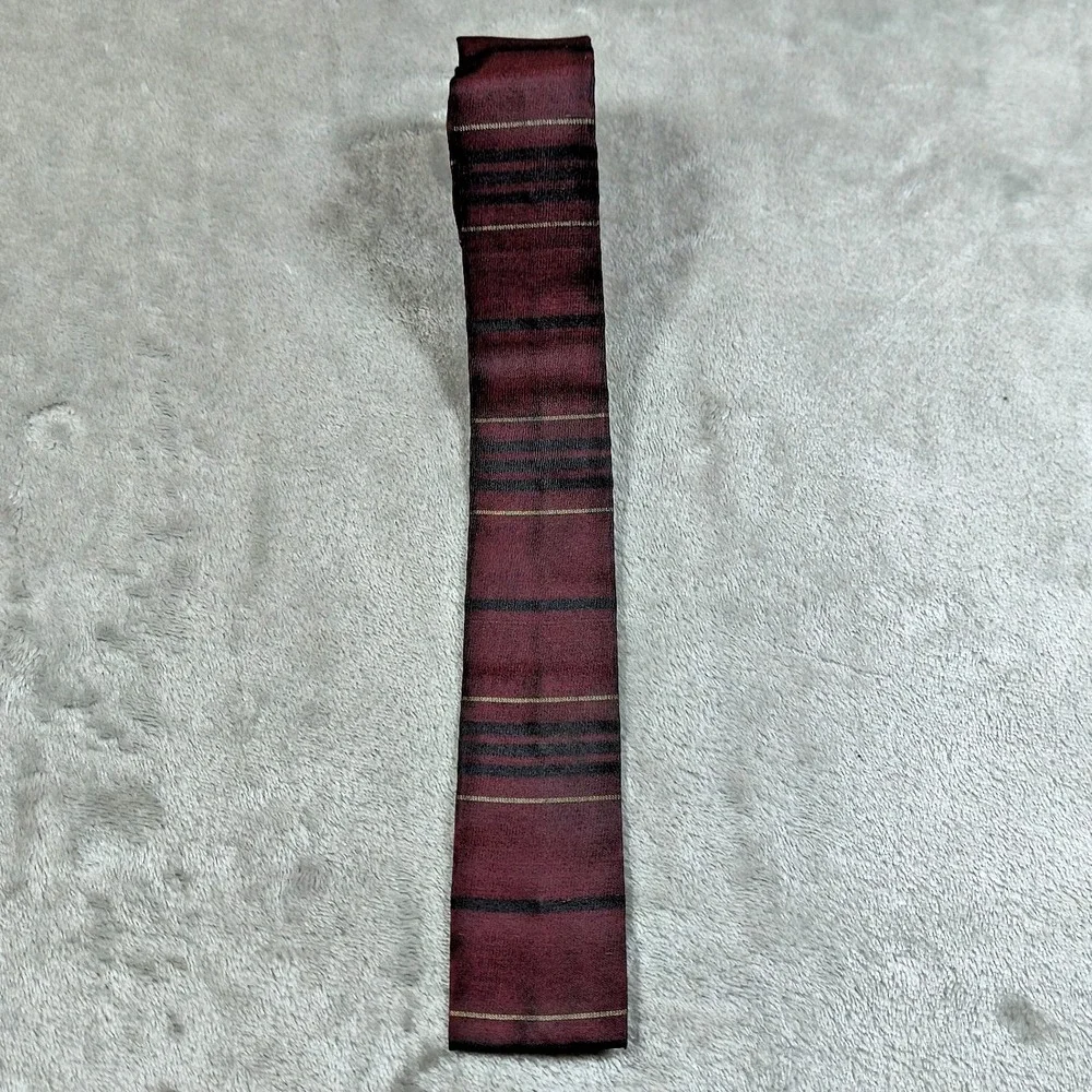 Vintage Fernando Cambini Square‎ Tip Tie Mens Red Striped Firenze Knit Flat End